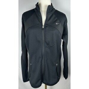 Nike Therma-FIT Full Zip Jacket XL Black Waffle Grid Fleece Running Performance
